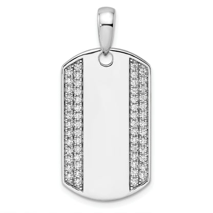 14K White Gold True Origin Men'S 3/4 Carat Lab Grown Diamond Vs D E F Dog Tag Pendant