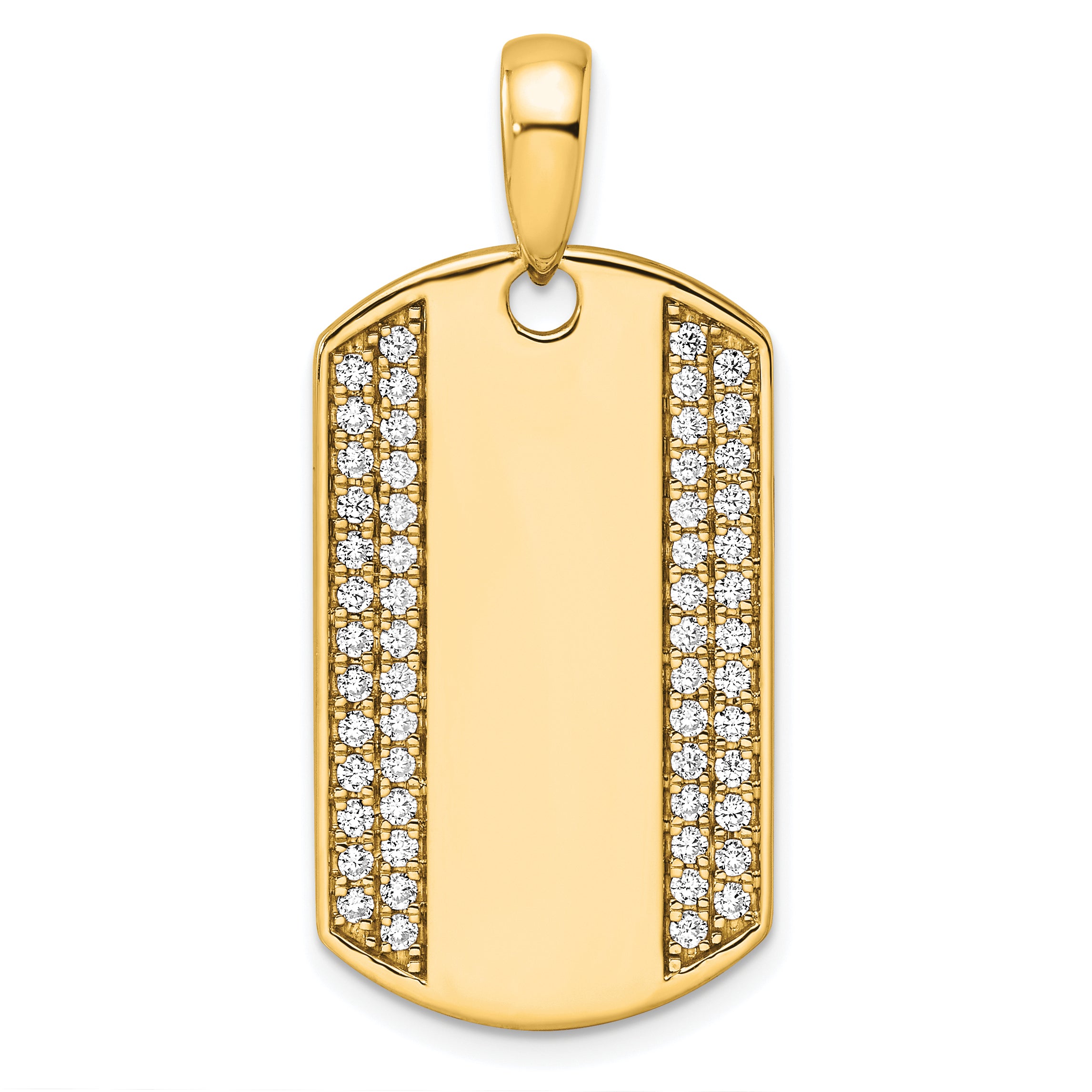 14K Yellow Gold True Origin Men'S 3/4 Carat Lab Grown Diamond Vs D E F Dog Tag Pendant