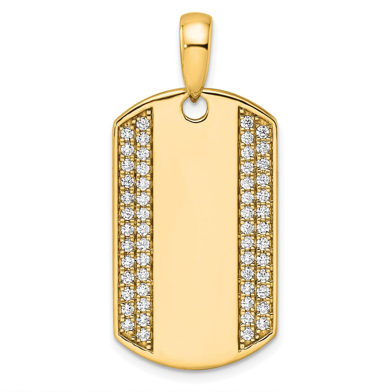 14K Yellow Gold True Origin Men'S 3/4 Carat Lab Grown Diamond Vs D E F Dog Tag Pendant