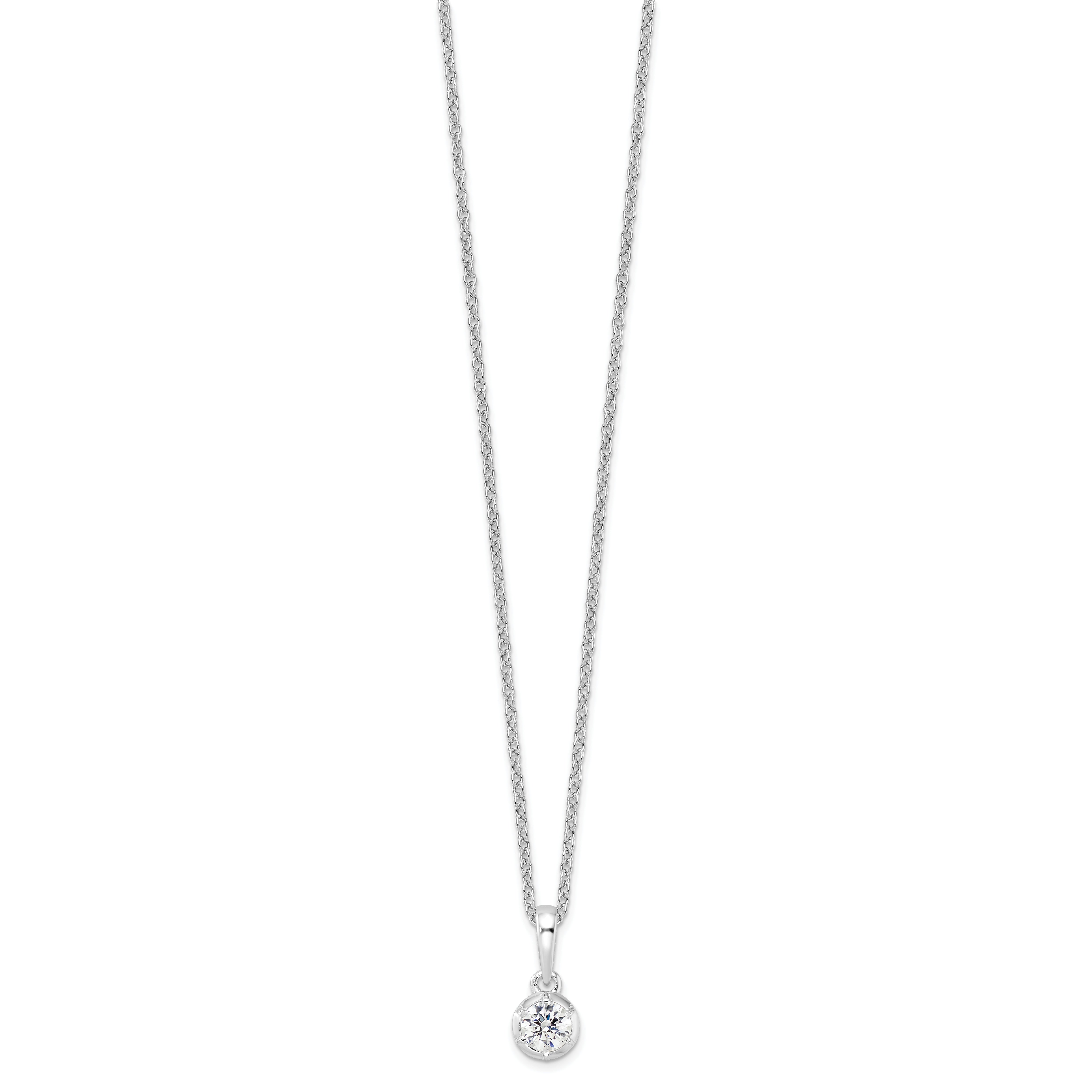 14K White Gold True Origin 1/4 Carat Lab Grown Diamond Vs Def 18 Inch Solitaire Pendant Necklace