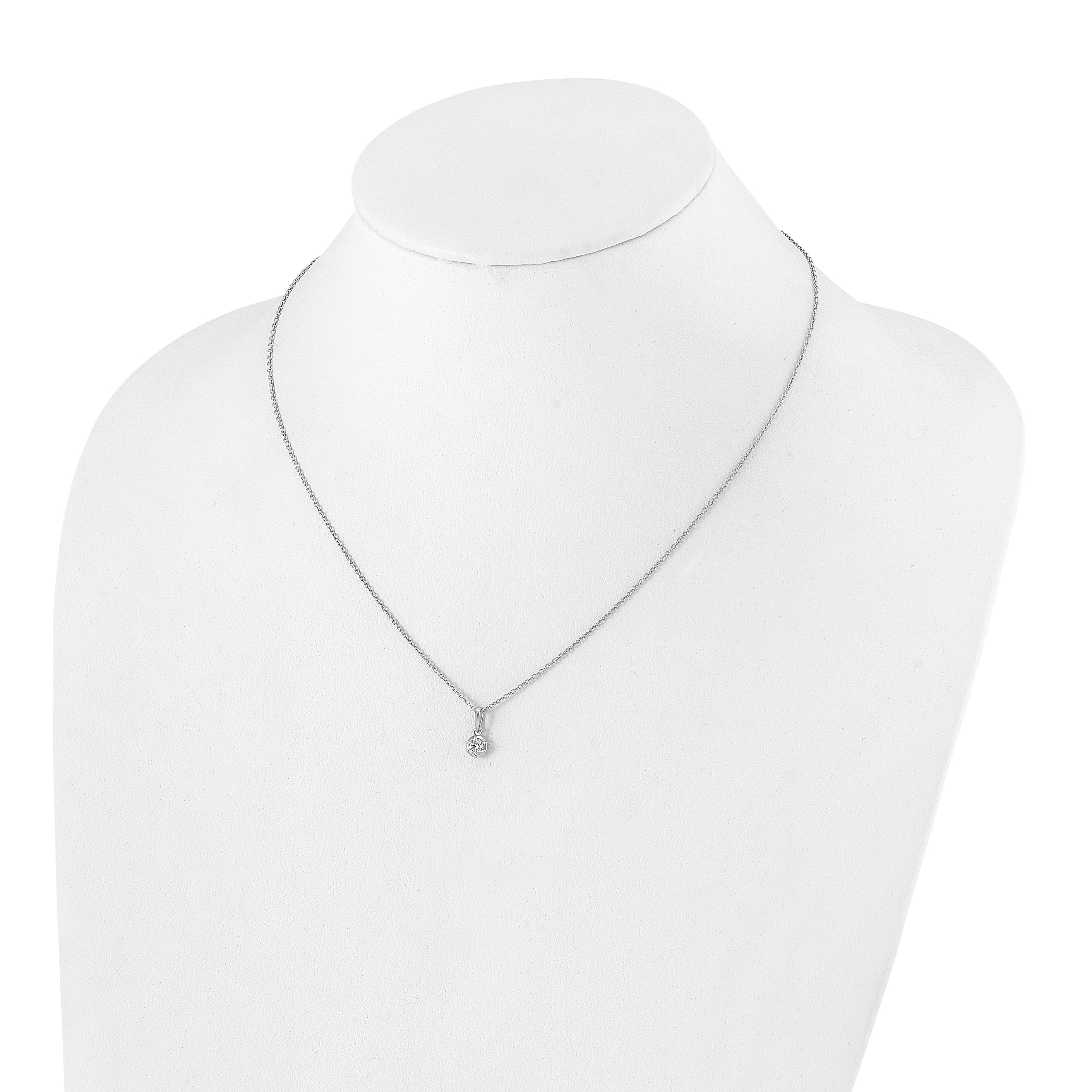 14K White Gold True Origin 1/4 Carat Lab Grown Diamond Vs Def 18 Inch Solitaire Pendant Necklace
