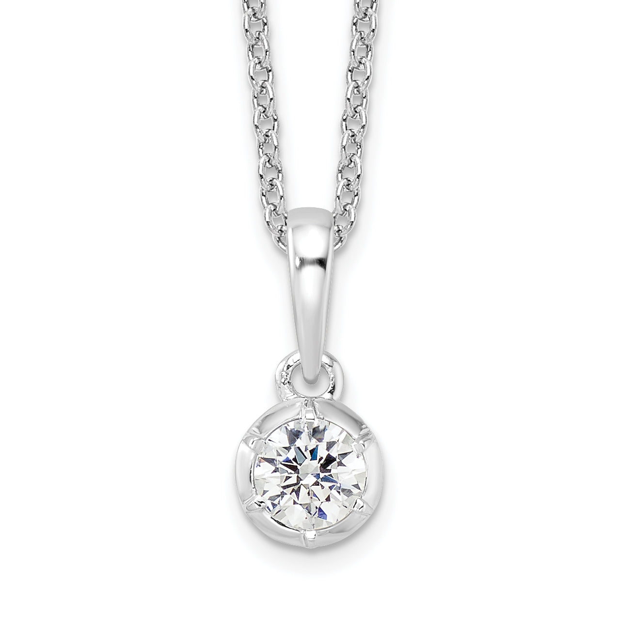 14K White Gold True Origin 1/4 Carat Lab Grown Diamond Vs Def 18 Inch Solitaire Pendant Necklace