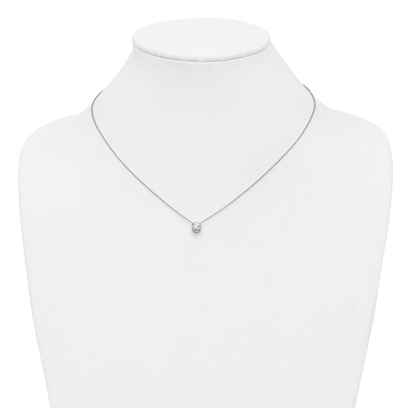 14k White Gold 1/2 Ct. Lab Grown Diamond VS/SI+ G+ Round 18 inch Solitaire Slide Necklace