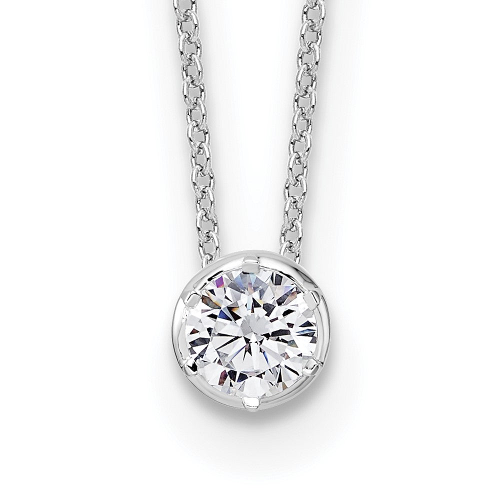 14k White Gold 1/2 Ct. Lab Grown Diamond VS/SI+ G+ Round 18 inch Solitaire Slide Necklace