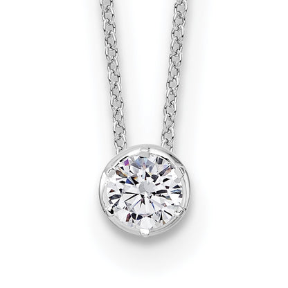 14k White Gold 1/2 Ct. Lab Grown Diamond VS/SI+ G+ Round 18 inch Solitaire Slide Necklace