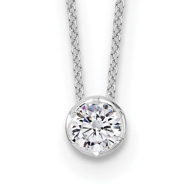 14k White Gold 1/2 Ct. Lab Grown Diamond VS/SI+ G+ Round 18 inch Solitaire Slide Necklace
