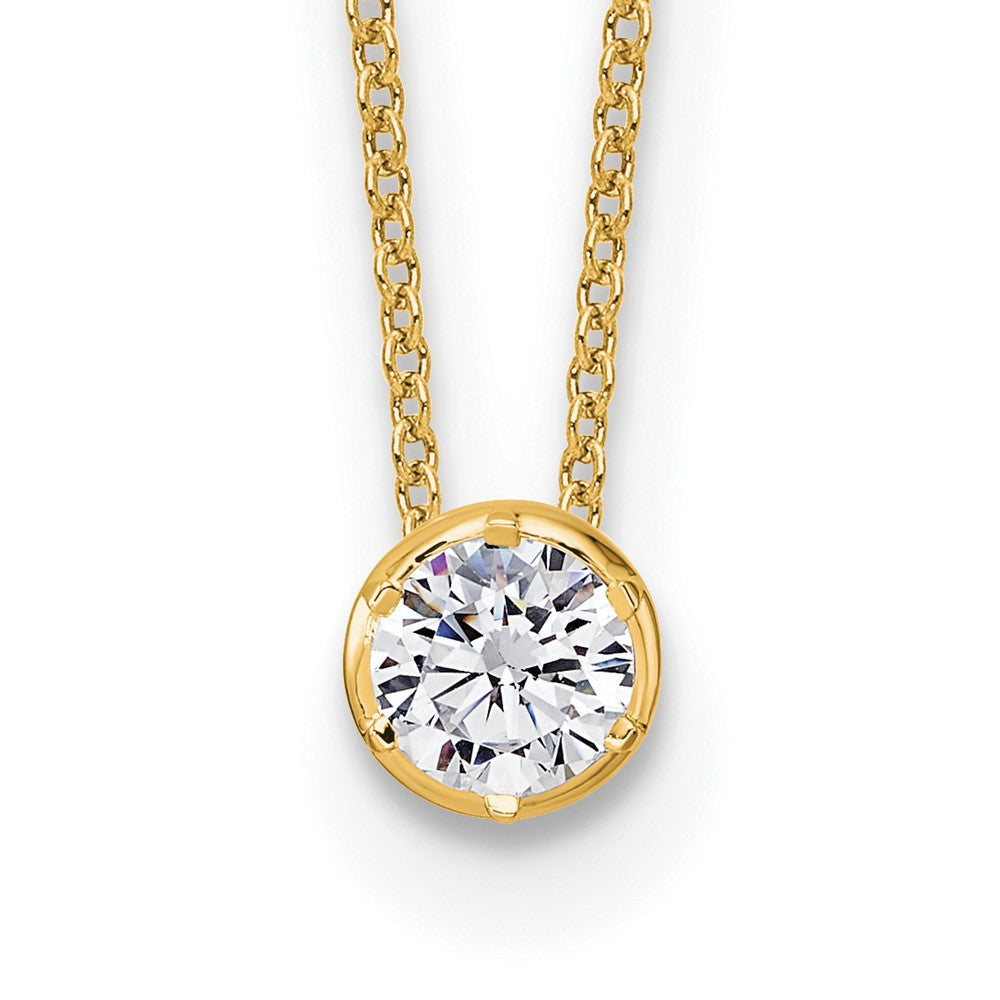 14k Yellow Gold 1/2 Ct. Lab Grown Diamond VS/SI+ G+ Round 18 inch Solitaire Slide Necklace
