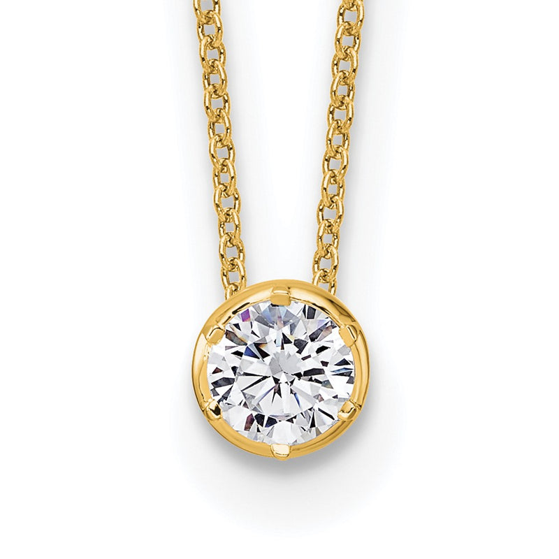 14k Yellow Gold 1/2 Ct. Lab Grown Diamond VS/SI+ G+ Round 18 inch Solitaire Slide Necklace