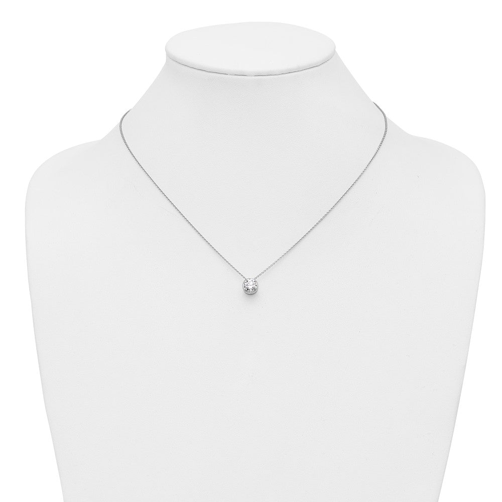 14k White Gold 1 Ct. Lab Grown Diamond VS/SI+ G+ Round 18 inch Solitaire Slide Necklace