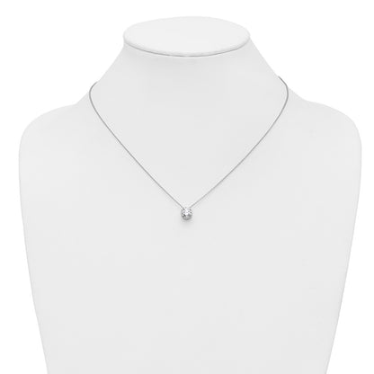 14k White Gold 1 Ct. Lab Grown Diamond VS/SI+ G+ Round 18 inch Solitaire Slide Necklace