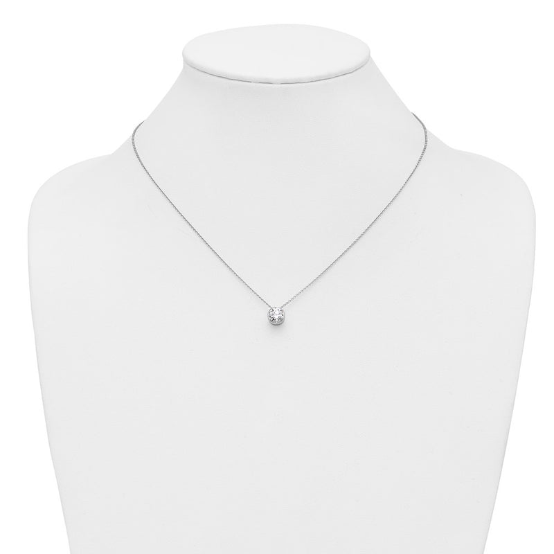 14k White Gold 1 Ct. Lab Grown Diamond VS/SI+ G+ Round 18 inch Solitaire Slide Necklace