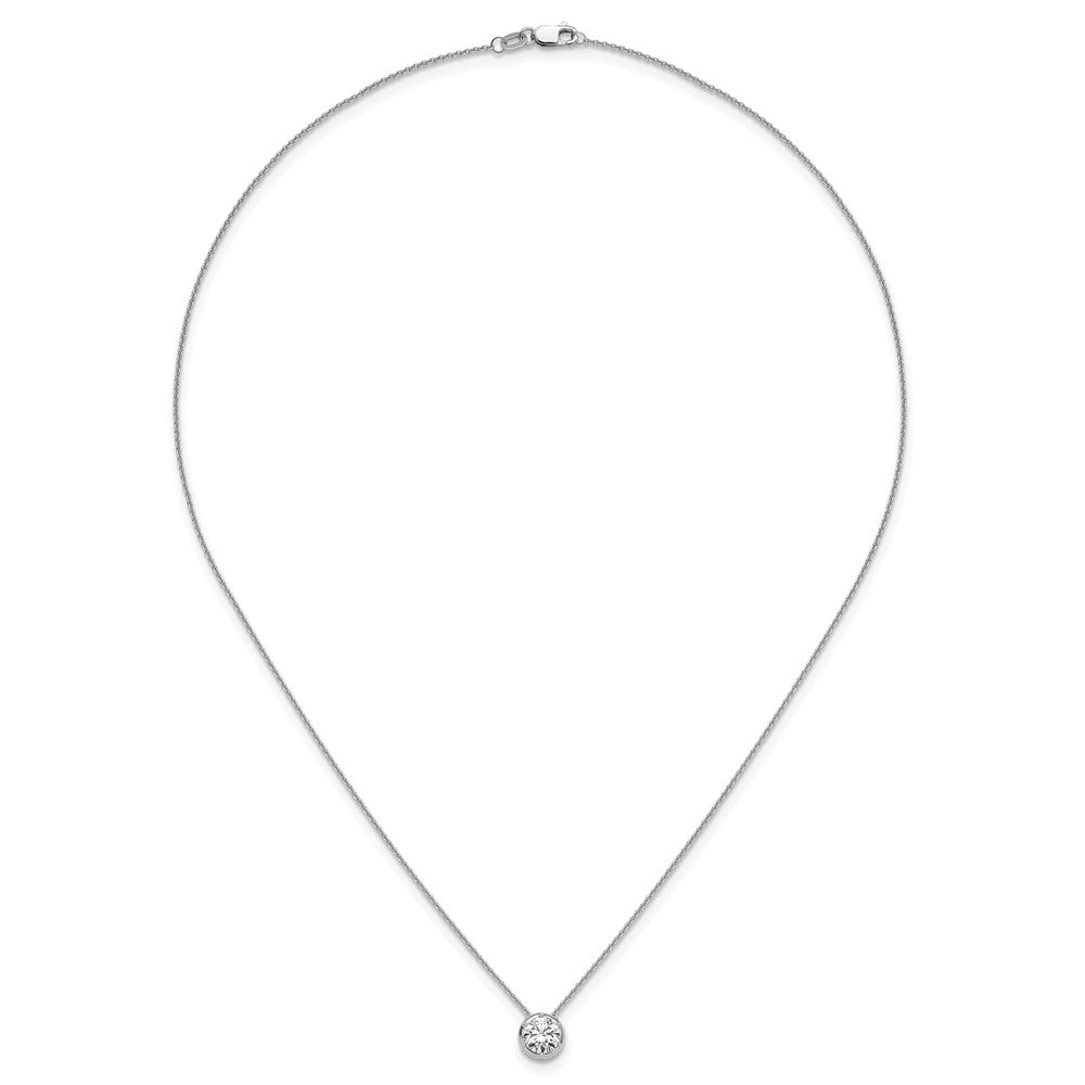 14k White Gold 1 Ct. Lab Grown Diamond VS/SI+ G+ Round 18 inch Solitaire Slide Necklace