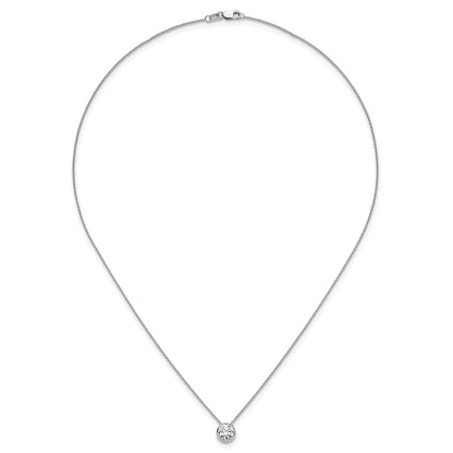14k White Gold 1 Ct. Lab Grown Diamond VS/SI+ G+ Round 18 inch Solitaire Slide Necklace