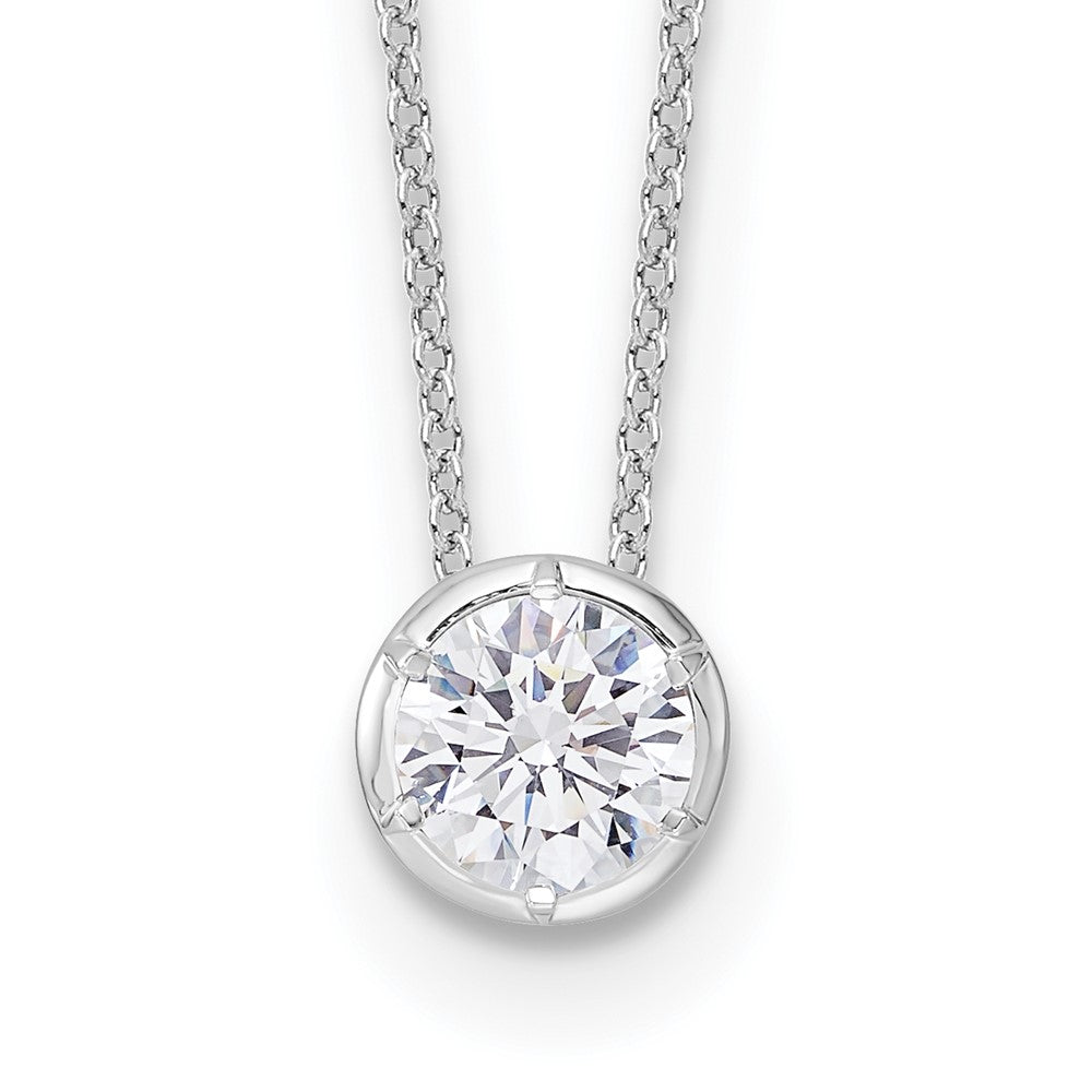 14k White Gold 1 Ct. Lab Grown Diamond VS/SI+ G+ Round 18 inch Solitaire Slide Necklace