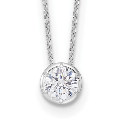 14k White Gold 1 Ct. Lab Grown Diamond VS/SI+ G+ Round 18 inch Solitaire Slide Necklace