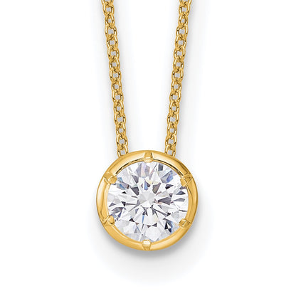 14k Yellow Gold 1 Ct. Lab Grown Diamond VS/SI+ G+ Round 18 inch Solitaire Slide Necklace