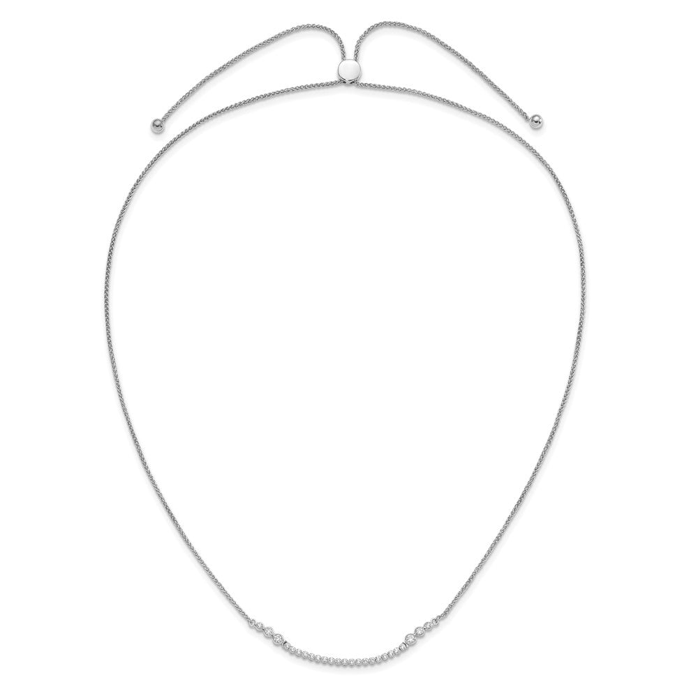 14k White Gold 5/8 Ct. Lab Grown Diamond VS/SI+ G+ Adjustable up to 24 inch Tennis Style Bolo Necklace