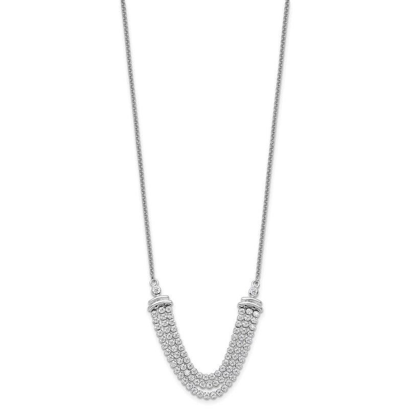 14k White Gold 2 1/6 Ct. Lab Grown Diamond VS/SI+ G+ Adjustable up to 24 inch Triple Row Tennis Style Bolo Necklace