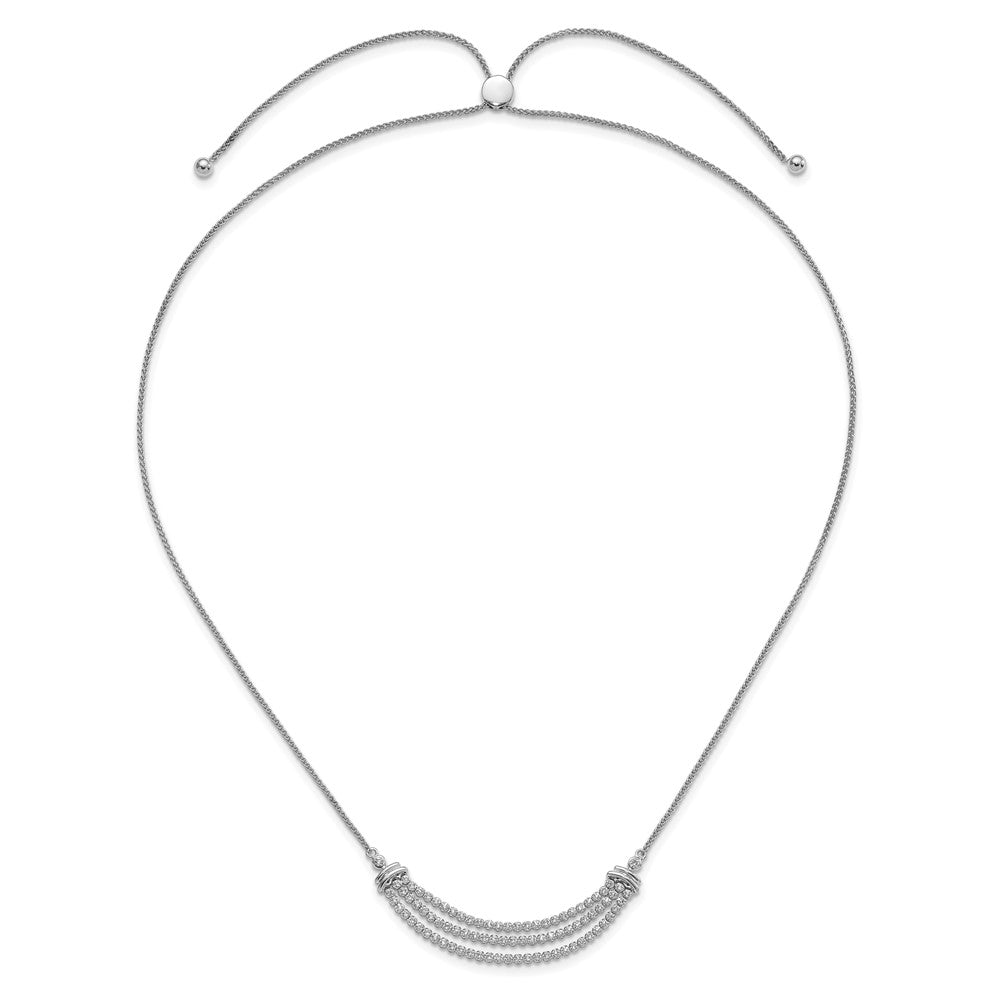 14K Yellow Gold Lab Grown VS/SI FGH Diamond Three-row Tennis Style Bolo Necklac