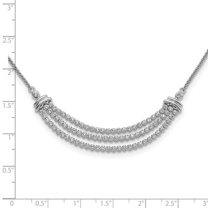 14k White Gold 2 1/6 Ct. Lab Grown Diamond VS/SI+ G+ Adjustable up to 24 inch Triple Row Tennis Style Bolo Necklace