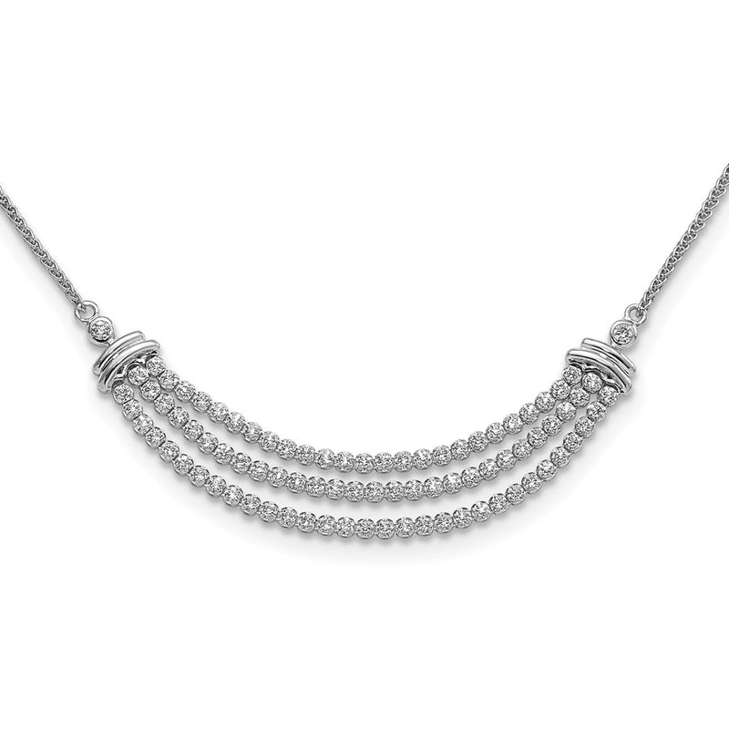 14k White Gold 2 1/6 Ct. Lab Grown Diamond VS/SI+ G+ Adjustable up to 24 inch Triple Row Tennis Style Bolo Necklace