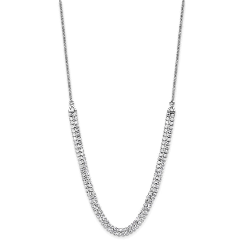 14k White Gold 3 1/3 Ct. Lab Grown Diamond VS/SI+ G+ Adjustable 13.5 to 24 inch Double Row Tennis Bolo Necklace
