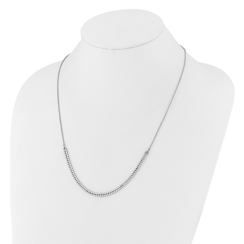 14k White Gold 3 1/3 Ct. Lab Grown Diamond VS/SI+ G+ Adjustable 13.5 to 24 inch Double Row Tennis Bolo Necklace