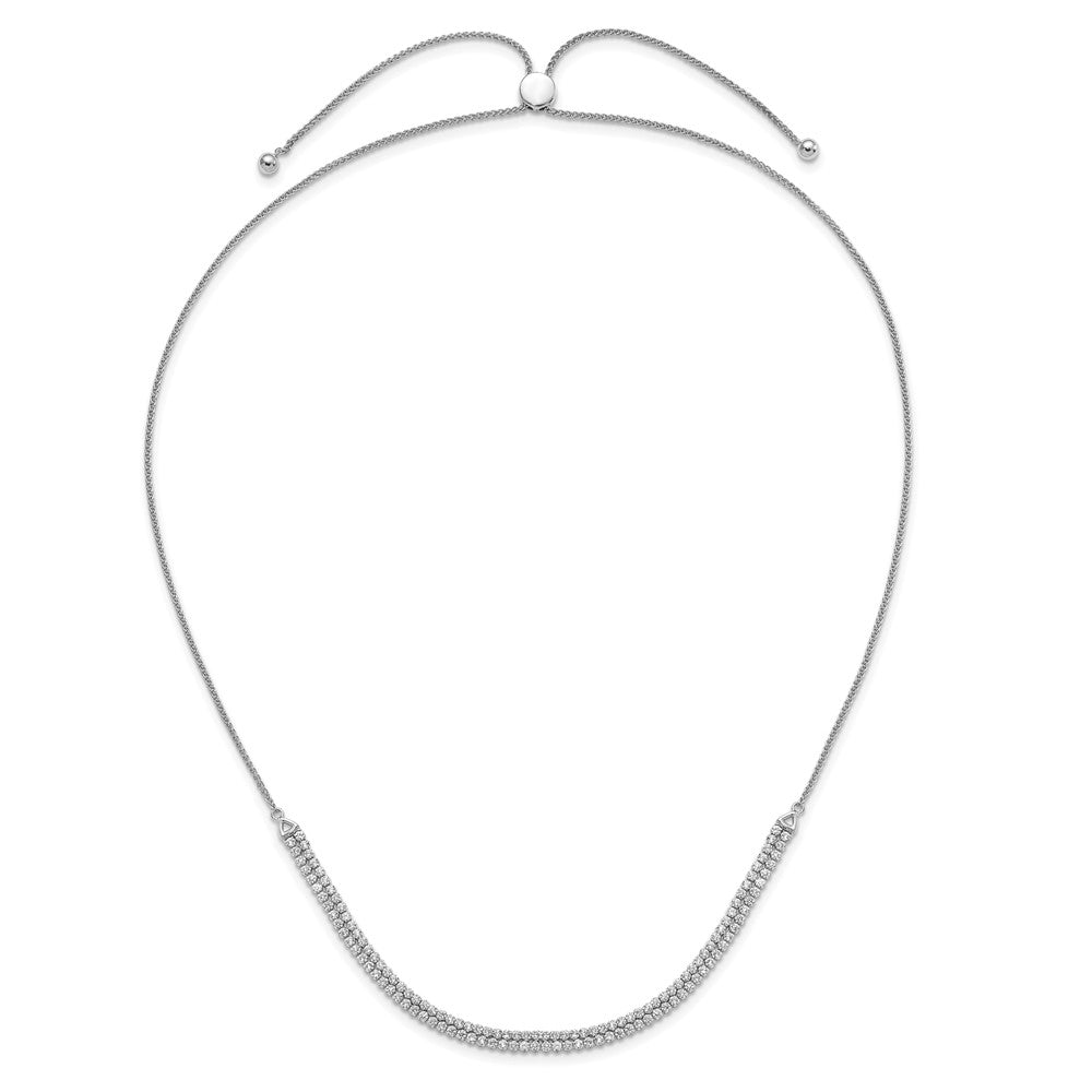 14k White Gold 3 1/3 Ct. Lab Grown Diamond VS/SI+ G+ Adjustable 13.5 to 24 inch Double Row Tennis Bolo Necklace
