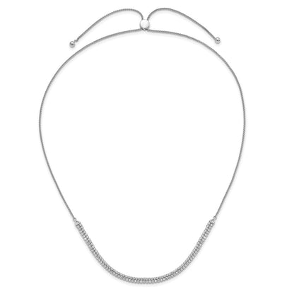 14k White Gold 3 1/3 Ct. Lab Grown Diamond VS/SI+ G+ Adjustable 13.5 to 24 inch Double Row Tennis Bolo Necklace