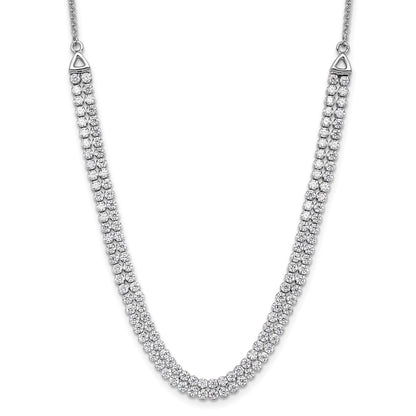 14k White Gold 3 1/3 Ct. Lab Grown Diamond VS/SI+ G+ Adjustable 13.5 to 24 inch Double Row Tennis Bolo Necklace
