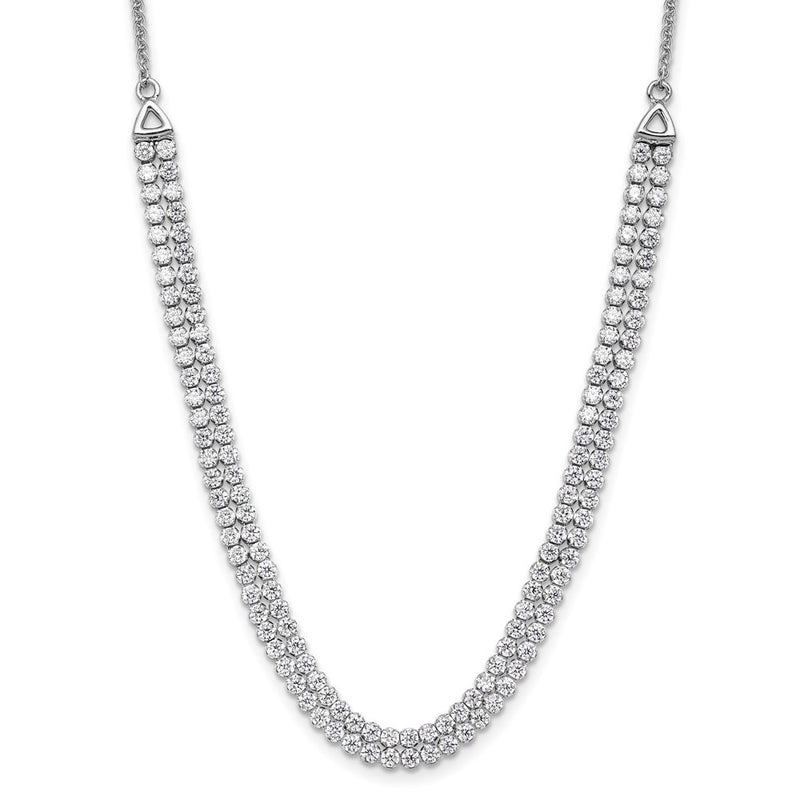 14k White Gold 3 1/3 Ct. Lab Grown Diamond VS/SI+ G+ Adjustable 13.5 to 24 inch Double Row Tennis Bolo Necklace