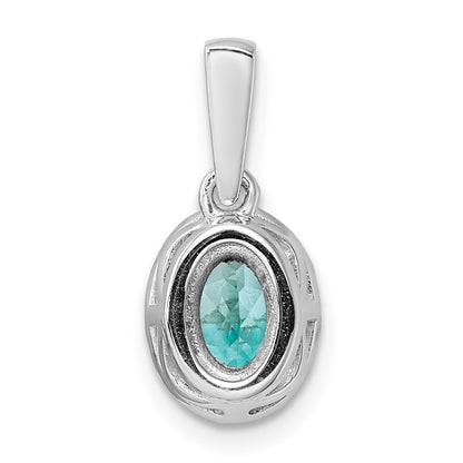 Pure Serenity 14k White Gold 1/10 Ct. Lab Grown Diamond VS/SI+ G+ and Lab Created Paraiba Teardrop Pendant