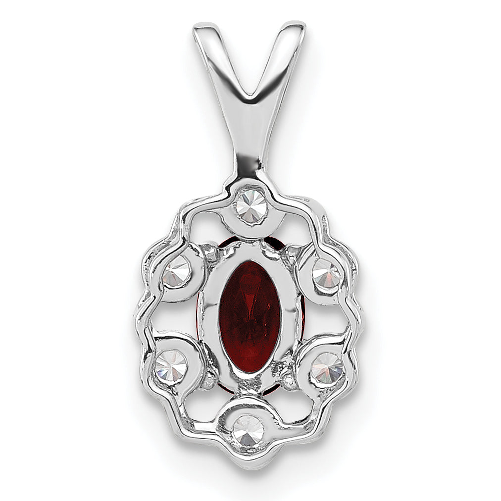 14k White Gold 1/10 Ct. Lab Grown Diamond VS/SI+ G+ and Lab Created Ruby Pendant