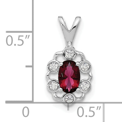 14k White Gold 1/10 Ct. Lab Grown Diamond VS/SI+ G+ and Lab Created Ruby Pendant