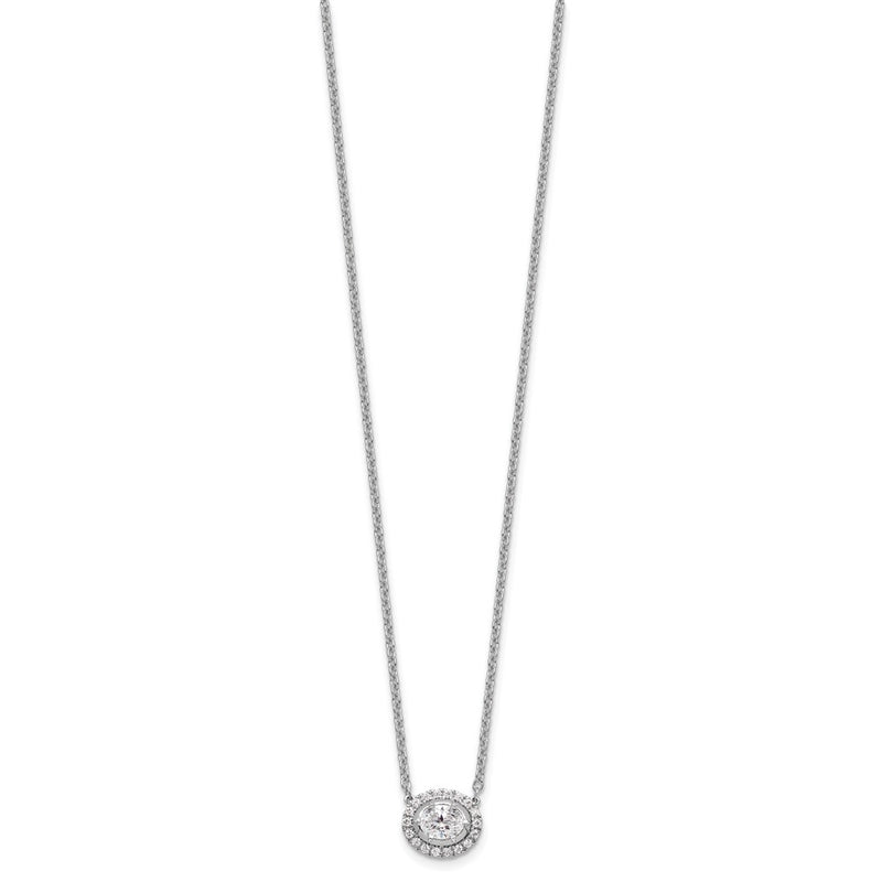 14k White Gold 5/8 Ct. Lab Grown Diamond VS/SI+ G+ Oval 18 inch Necklace