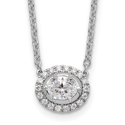 14k White Gold 5/8 Ct. Lab Grown Diamond VS/SI+ G+ Oval 18 inch Necklace