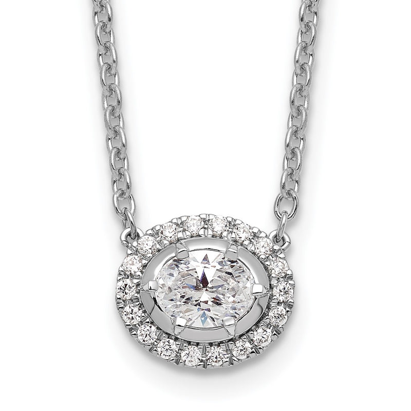 14k White Gold 5/8 Ct. Lab Grown Diamond VS/SI+ G+ Oval 18 inch Necklace