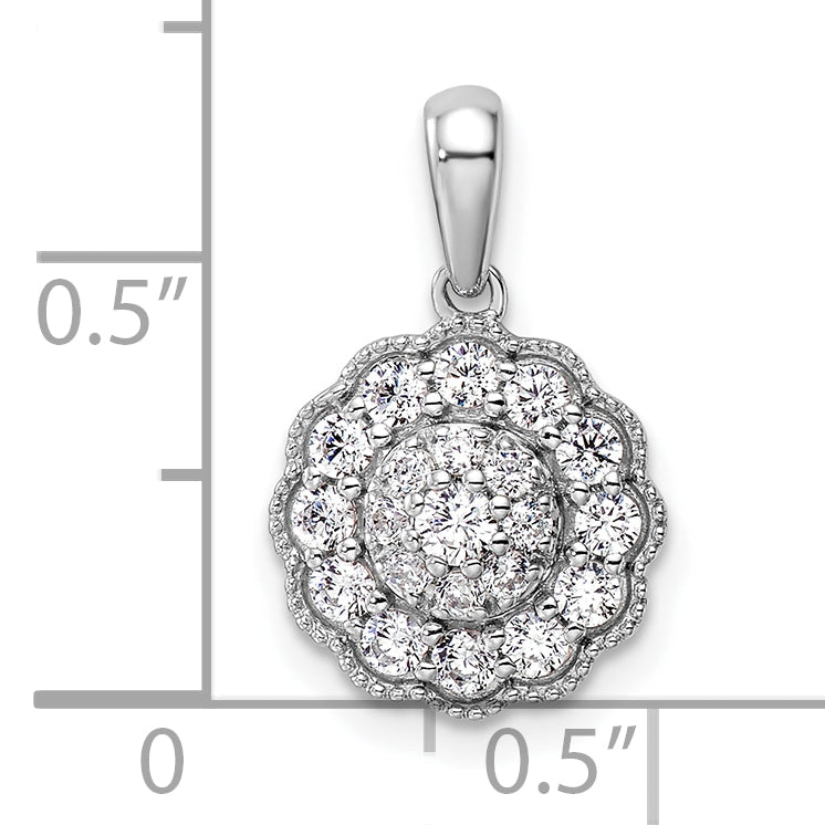 14k White Gold 1/2 Ct. Lab Grown Diamond VS/SI+ G+ Square Halo Pendant