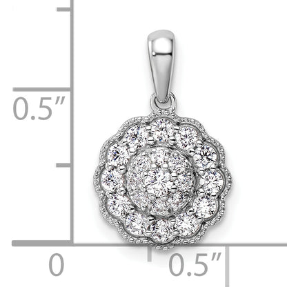 14k White Gold 1/2 Ct. Lab Grown Diamond VS/SI+ G+ Square Halo Pendant