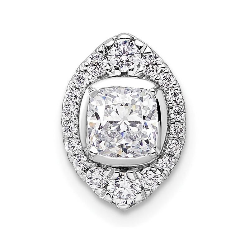 14K White Gold Lab Grown VS/SI+ G+ Diamond Halo Chain Slide