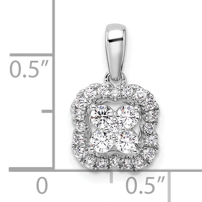 14k White Gold 3/8 Ct. Lab Grown Diamond VS/SI+ G+ Square Halo Pendant