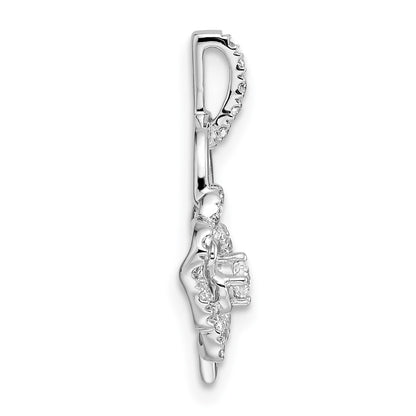 14k White Gold 1/5 Ct. Lab Grown Diamond VS/SI+ G+ Flower on Heart Pendant