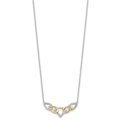 14K Two Tone Lab Grown Vs/Si+ G+ Dia Linked Teardrop Necklace