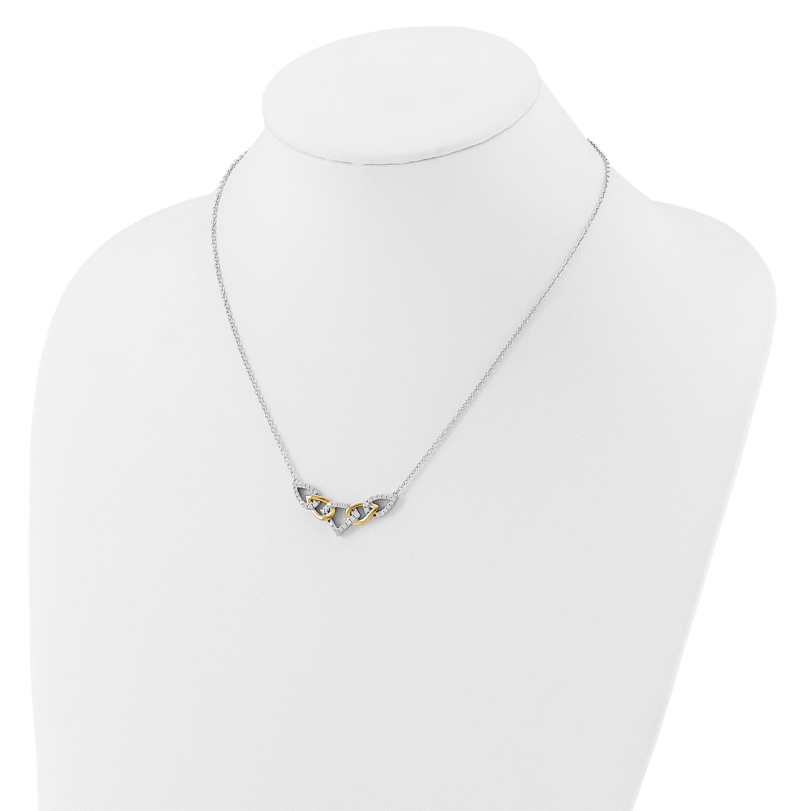 14K Two Tone Lab Grown Vs/Si+ G+ Dia Linked Teardrop Necklace