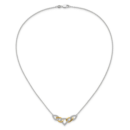 14K Two Tone Lab Grown Vs/Si+ G+ Dia Linked Teardrop Necklace