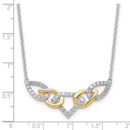 14K Two Tone Lab Grown Vs/Si+ G+ Dia Linked Teardrop Necklace