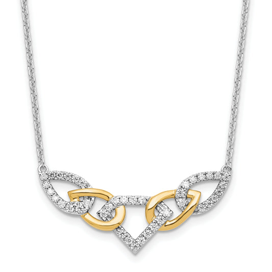 14K Two Tone Lab Grown Vs/Si+ G+ Dia Linked Teardrop Necklace