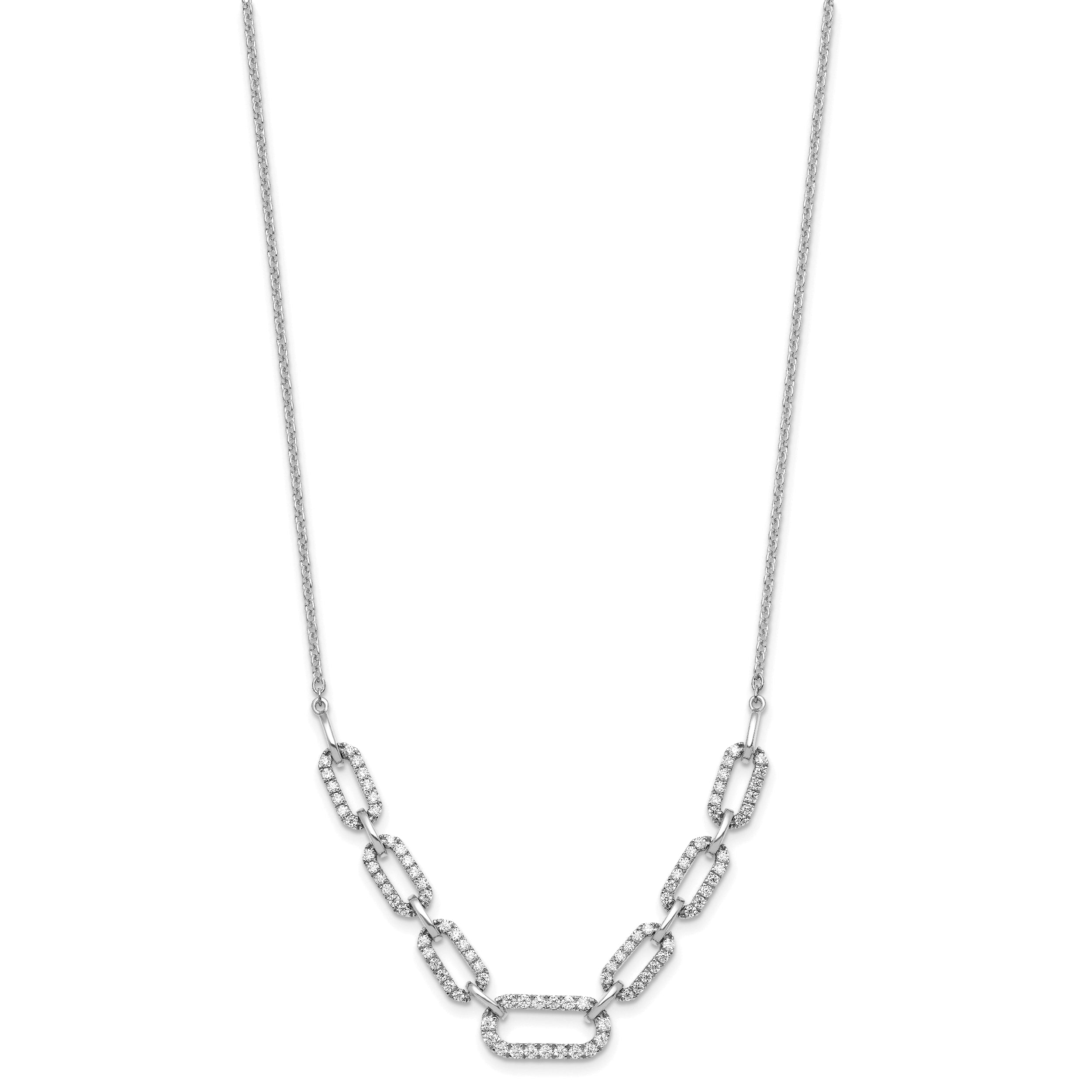 14K White Gold 1 Carat Lab Grown Diamond Vs/Si+ G+ 18 Inch Fashion Link Necklace