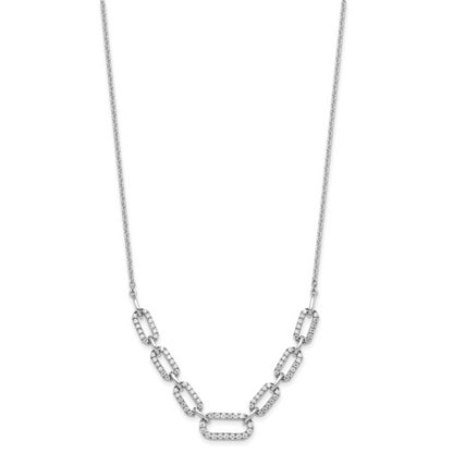 14K White Gold 1 Carat Lab Grown Diamond Vs/Si+ G+ 18 Inch Fashion Link Necklace