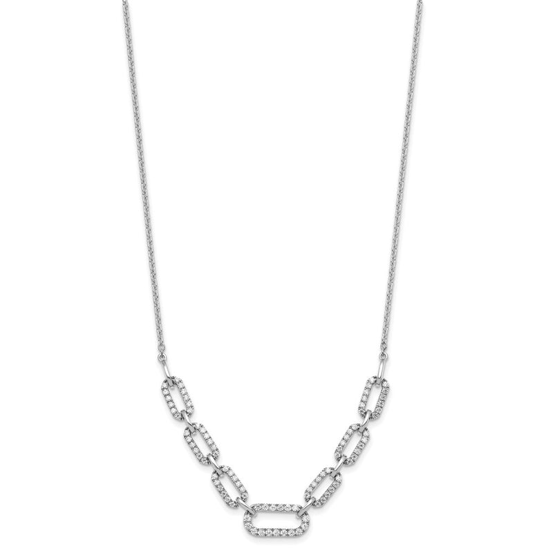 14K White Gold 1 Carat Lab Grown Diamond Vs/Si+ G+ 18 Inch Fashion Link Necklace